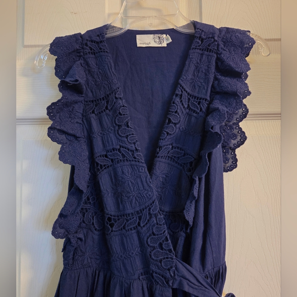 Everleigh Navy Lace Wrap Dress Size Small - Picture 5 of 16